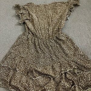 Elegant Brown Patterned Mini Dress